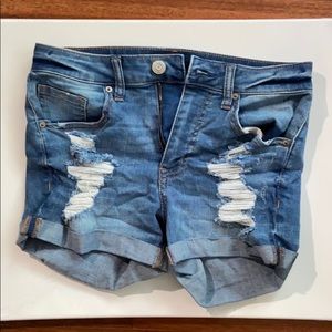 High waisted midi jean shorts from Aeropostale